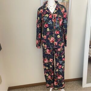 Garnet Hill Organic Cotton Long Sleeve Button Top & Pants Pajama Set Size XS